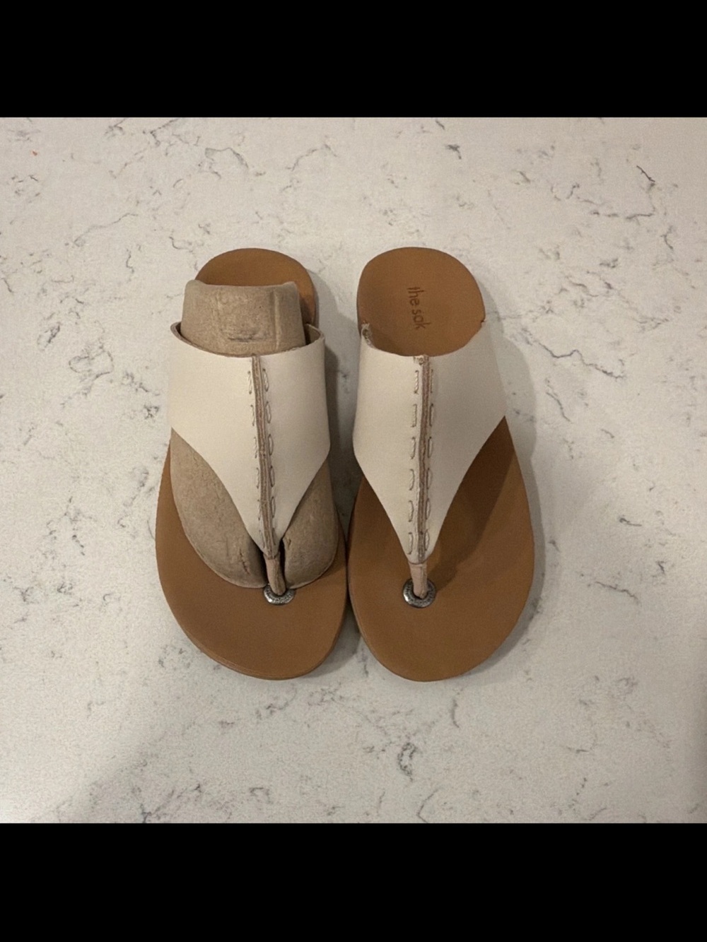 The Sak Womens Everly Stone Leather Stone Sandal  US 8 NWOT